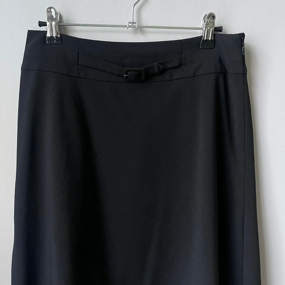 Vintage Ann Taylor Skirt Women's 2 Black Bow Belt Feminine Witchy Corp Goth Vamp
